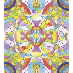 Janod Kit Créatif - 4 Tableaux Peinture Arc-en-Ciel Mandala* Peinture Par Numéro & Coloriage