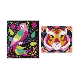 Janod Kit Créatif - Coffret 2 Tableaux Fils Tendus Animaux de la Jungle à Créer* Créations 3D|Crochet, Tricot & Laçage