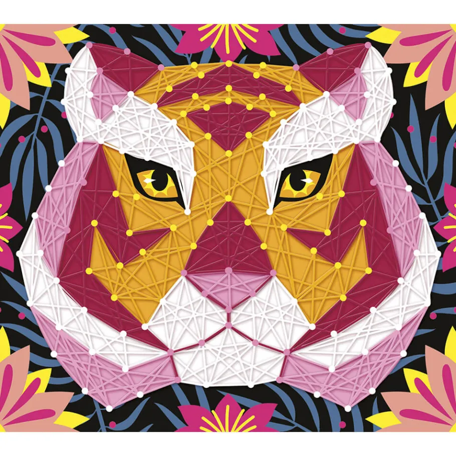 Janod Kit Créatif - Coffret 2 Tableaux Fils Tendus Animaux de la Jungle à Créer* Créations 3D|Crochet, Tricot & Laçage