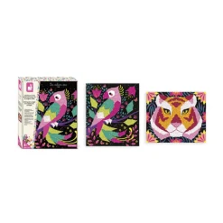 Janod Kit Créatif - Coffret 2 Tableaux Fils Tendus Animaux de la Jungle à Créer* Créations 3D|Crochet, Tricot & Laçage