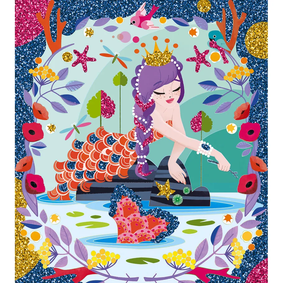 Janod Kit Créatif - Coffret Multi-Activités 11 Décos Girly* Créations 3D|Sable, Paillettes, Dorure & Strass