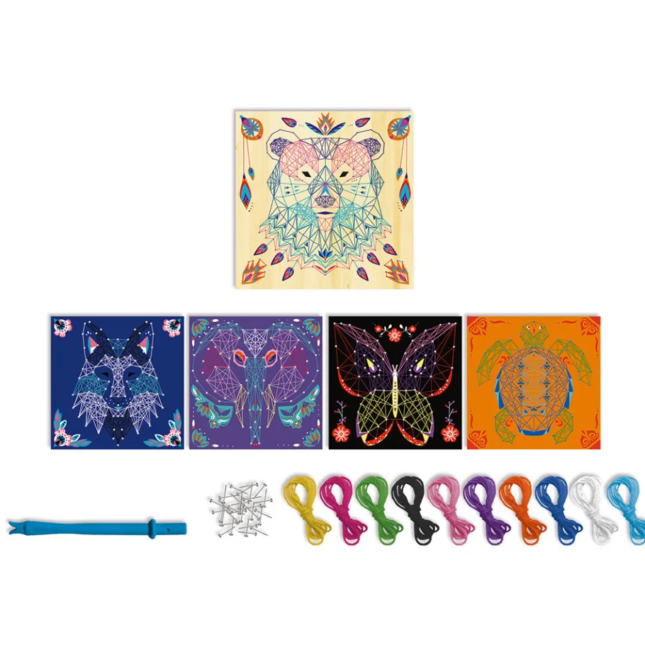 Janod Kit Créatif - Fils Tendus Animaux* Crochet, Tricot & Laçage|Collection "Les Ateliers Déco"
