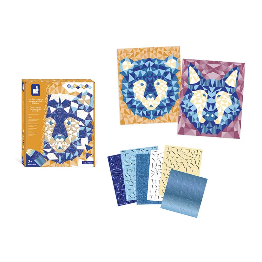 Janod Kit Créatif - Mosaïques Mousse Animaux de la Forêt* Mosaïques & Gommettes|Collection "Les Ateliers Du Calme"