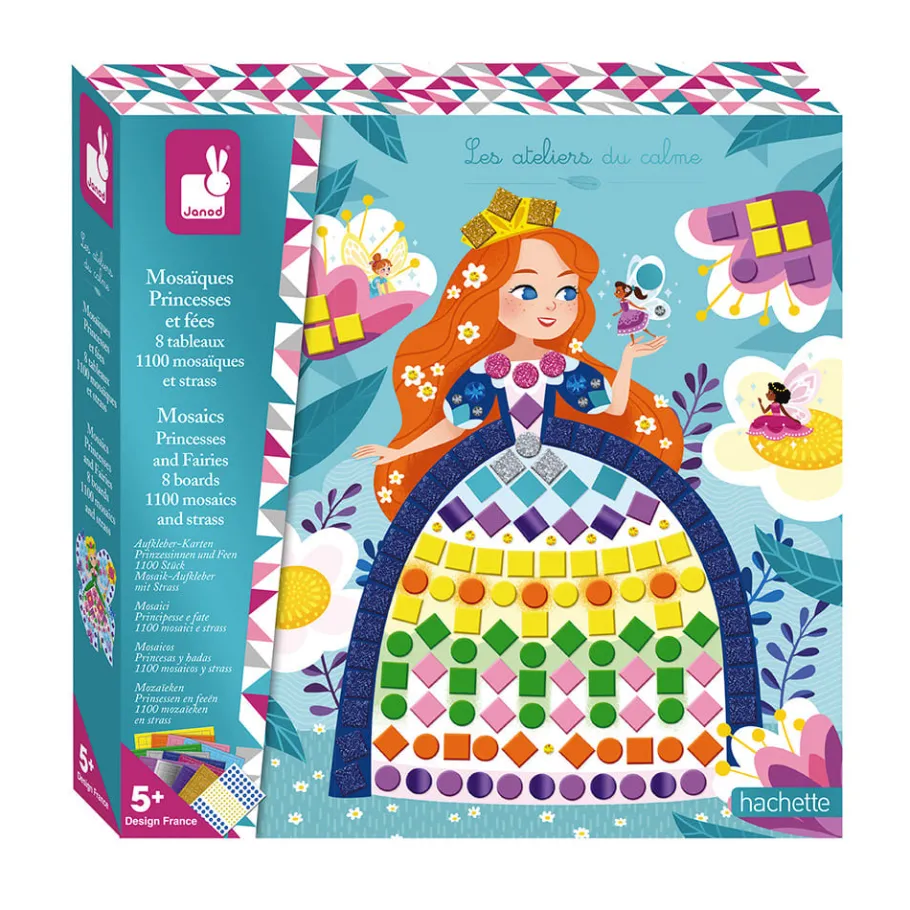 Janod Kit Créatif - Mosaïques Princesses et Fées* Mosaïques & Gommettes|Collection "Les Ateliers Du Calme"