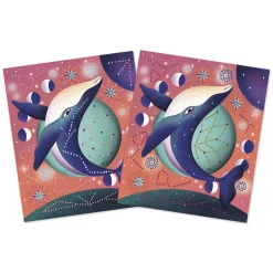 Janod Kit Créatif - Pointillisme Peinture 3D Animaux Cosmiques* Peinture Par Numéro & Coloriage|Collection "Les Ateliers Du Calme"