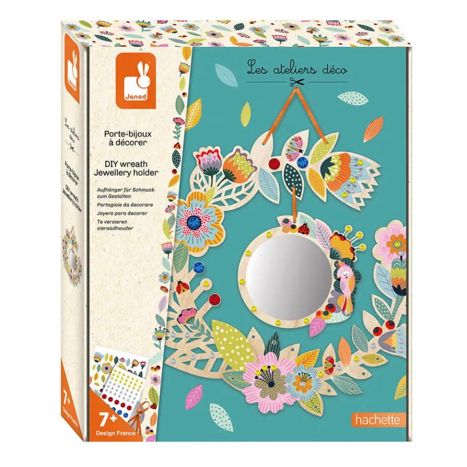 Janod Kit Créatif - Porte-bijoux à Décorer* Sable, Paillettes, Dorure & Strass|Collection "Les Ateliers Déco"