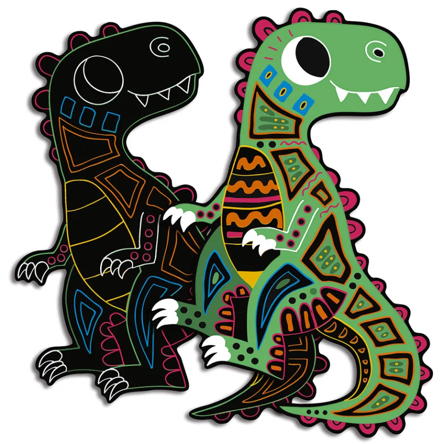 Janod Kit Créatif - Scratch Art Dinosaures Silhouettés* Cartes À Gratter|Collection "Les Ateliers Du Calme"
