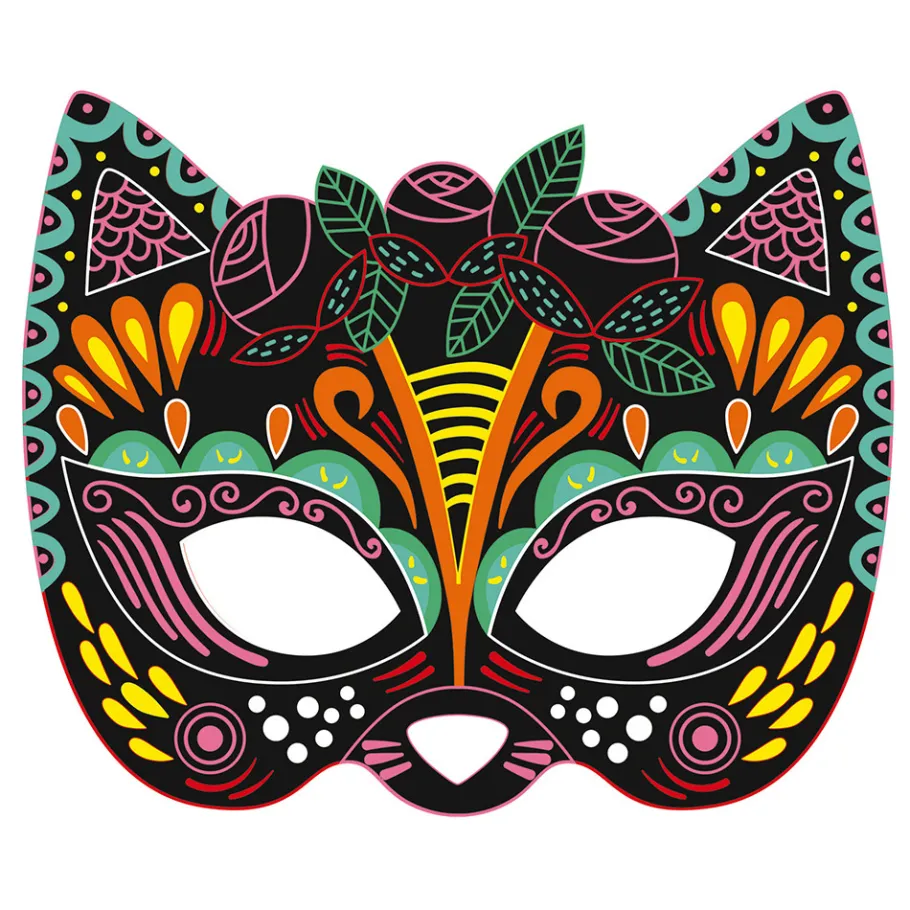 Janod Kit Créatif - Scratch Art Masques De Fête* Cartes À Gratter|Collection "Les Ateliers Du Calme"