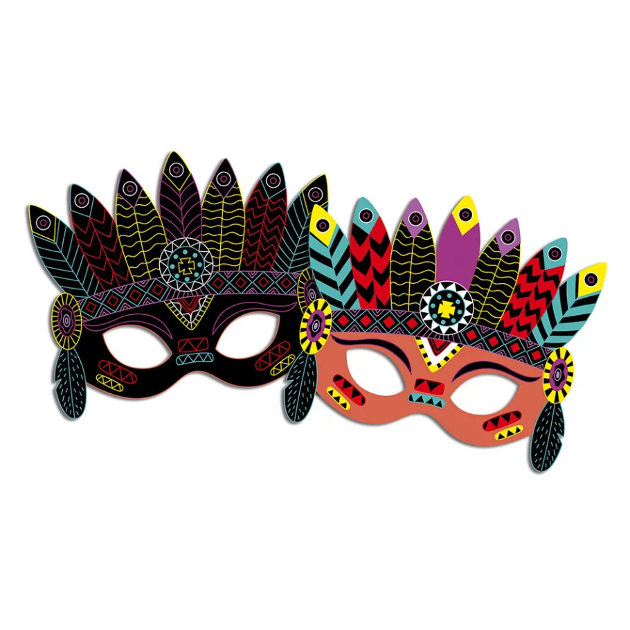 Janod Kit Créatif - Scratch Art Masques De Fête* Cartes À Gratter|Collection "Les Ateliers Du Calme"