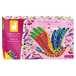 Janod Kit Créatif - Sequins à Coller Jardin Merveilleux* Sable, Paillettes, Dorure & Strass|Mosaïques & Gommettes
