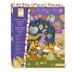Janod Kit Créatif - Stickers en Métal à Repousser Bollywood* Cartes À Gratter|Collection "Les Ateliers Du Calme"