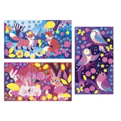 Janod Kit Créatif - Stickers Mousse Sables Fluo Amis de la Forêt* Sable, Paillettes, Dorure & Strass|Collection 