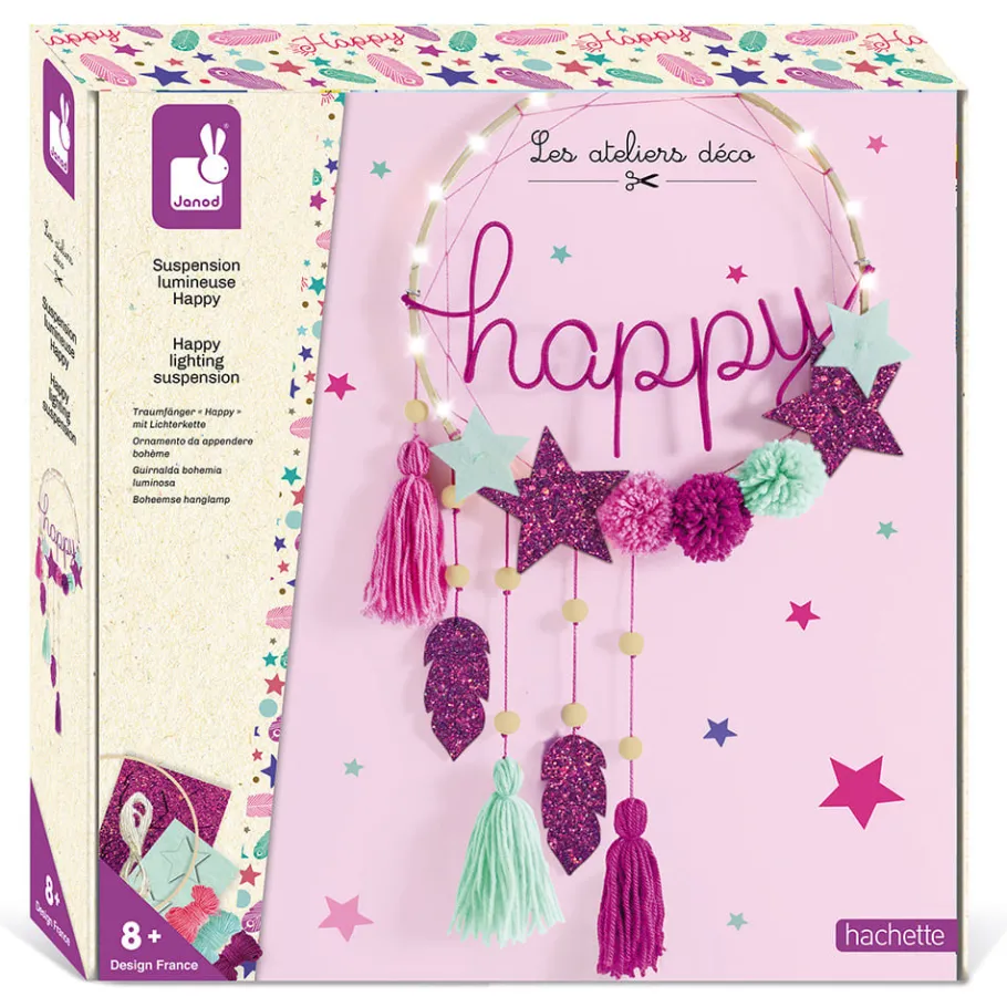 Janod Kit Créatif - Suspension Lumineuse Happy* Créations 3D|Collection "Les Ateliers Déco"