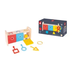 Janod La Boite à Clefs - Essentiel (bois)* Jeux Éducatifs Maternelle|Formes & Couleurs