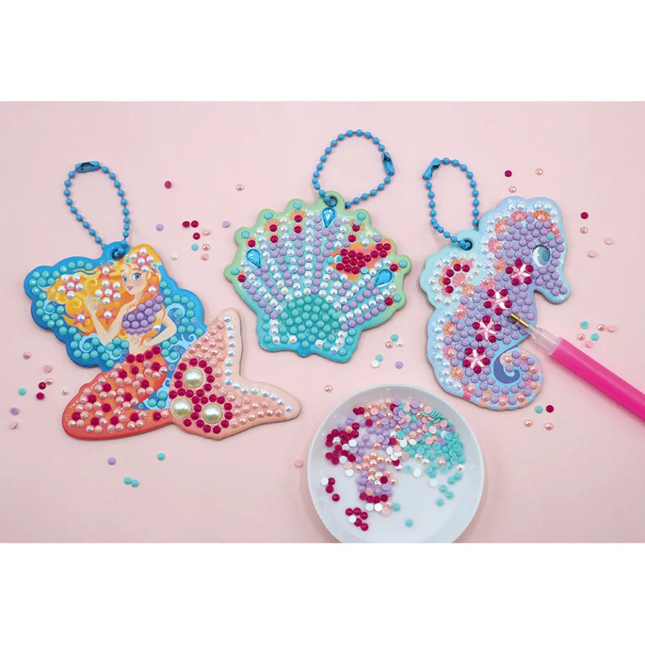 Janod Magic Ocean - 3 Porte-Clefs A Diamanter* Créations 3D|Sable, Paillettes, Dorure & Strass
