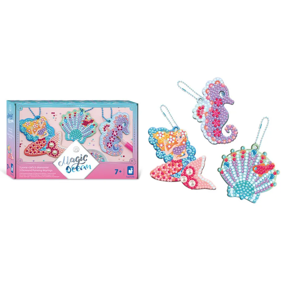 Janod Magic Ocean - 3 Porte-Clefs A Diamanter* Créations 3D|Sable, Paillettes, Dorure & Strass