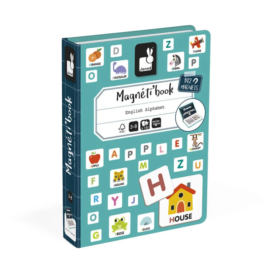 Janod Magnéti'book alphabet anglais, 142 magnets* Jeux Éducatifs Chiffres & Lettres|Jeux Éducatifs Magnétiques