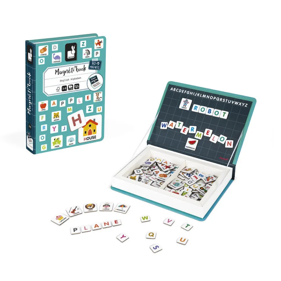 Janod Magnéti'book alphabet anglais, 142 magnets* Jeux Éducatifs Chiffres & Lettres|Jeux Éducatifs Magnétiques
