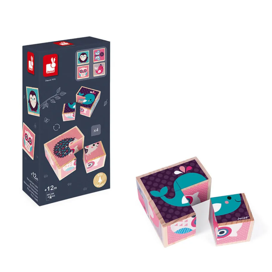 Janod Mes Premiers Cubes - Bébés Animaux (bois)* Cubes & Pyramides