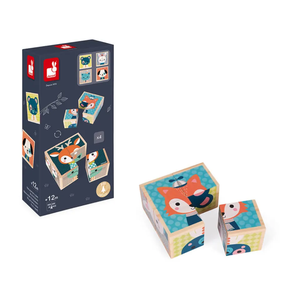 Janod Mes Premiers Cubes - Portraits de la Forêt (bois)* Cubes & Pyramides