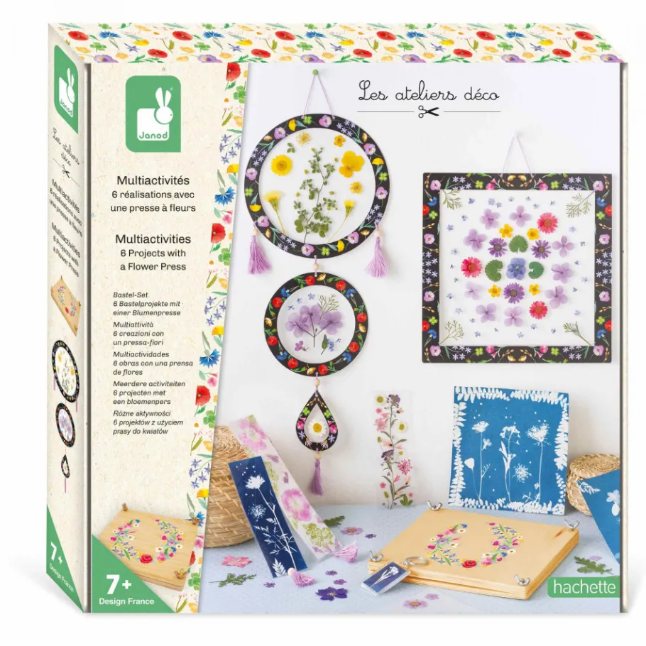 Janod Multiactivités 6 Réalisations avec une Presse à Fleurs* Tampons & Papeterie|Collection "Les Ateliers Déco"