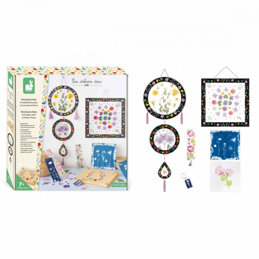 Janod Multiactivités 6 Réalisations avec une Presse à Fleurs* Tampons & Papeterie|Collection "Les Ateliers Déco"