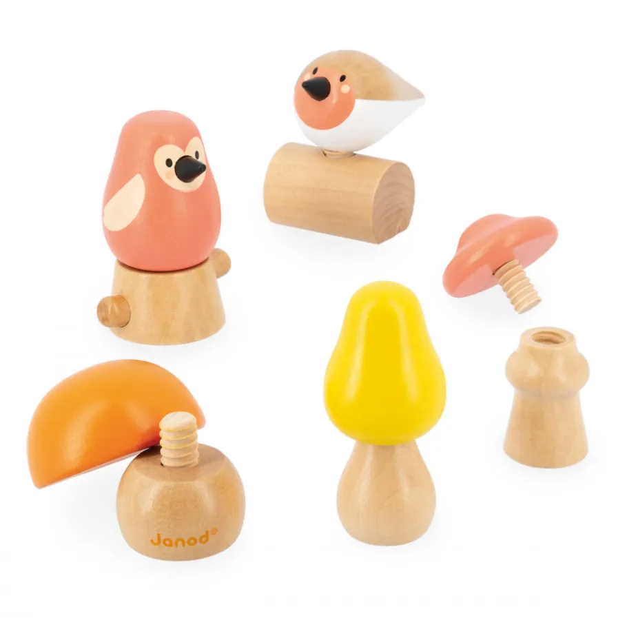 Janod Oiseaux et Champignons à visser - Partenariat WWF®* Manipulation & Encastrement