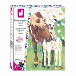 Janod Peinture au Numéro Aquarelle Chevaux* Peinture Par Numéro & Coloriage|Collection "Les Ateliers Du Calme"