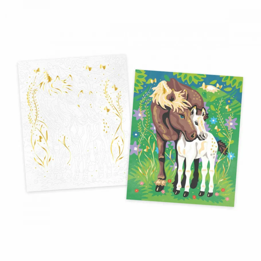 Janod Peinture au Numéro Aquarelle Chevaux* Peinture Par Numéro & Coloriage|Collection "Les Ateliers Du Calme"