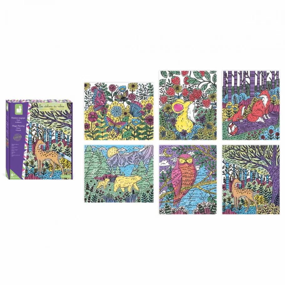 Janod Peinture Magique Forêt* Peinture Par Numéro & Coloriage|Collection "Les Ateliers Du Calme"