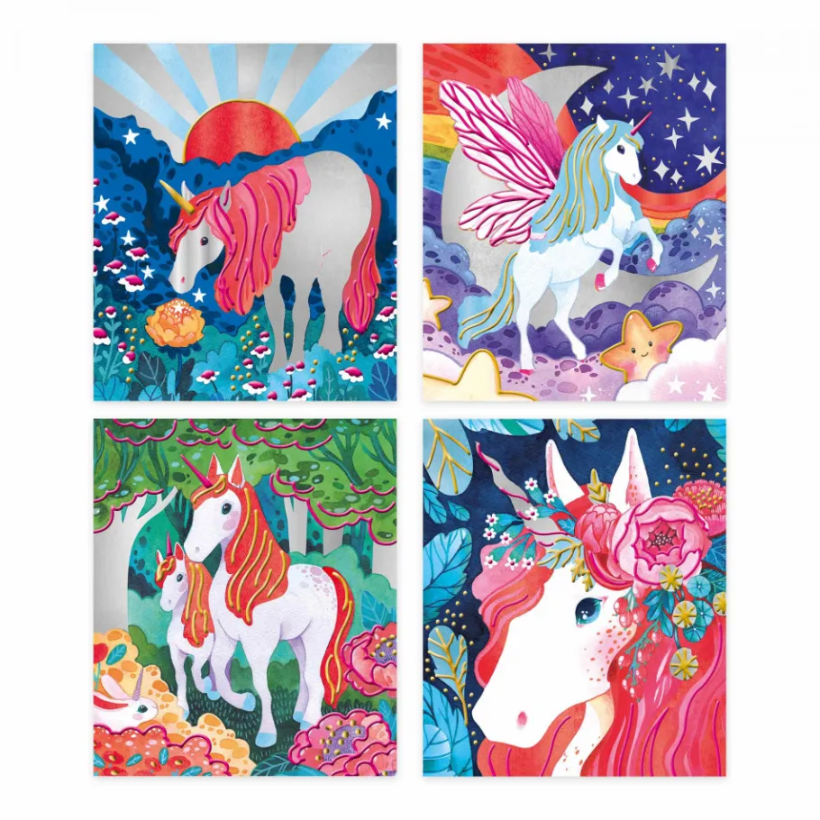 Janod Peinture Nacrée et 3D Licorne* Peinture Par Numéro & Coloriage|Collection "Les Ateliers Du Calme"