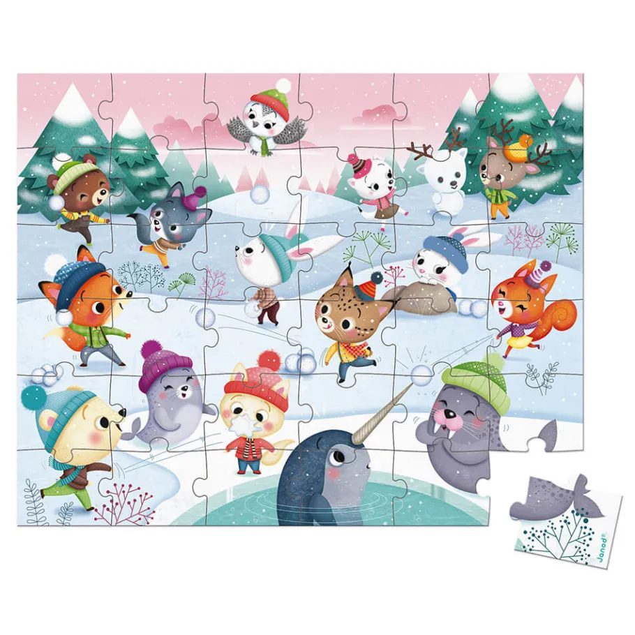 Janod Puzzle Bataille de boules de neige 36 pièces* Puzzles Fabriqués En France|Puzzles 20 À 49 Pièces