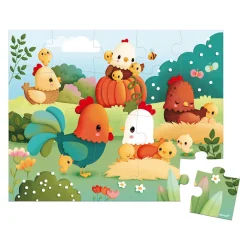 Janod Puzzle Bienvenue à la Basse-cour 20 pièces* Tracteurs & Animaux De La Ferme|Puzzles Fabriqués En France