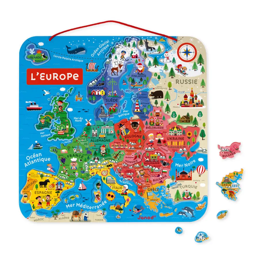 Janod Puzzle Carte d'Europe Magnétique (bois)* Jeux Éducatifs Primaire|Jeux Éducatifs Science & Géographie