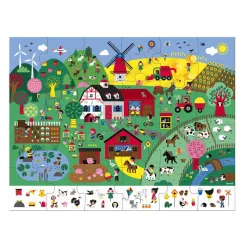 Janod Puzzle d'observation La Ferme 24 pièces* Tracteurs & Animaux De La Ferme|Puzzles Fabriqués En France