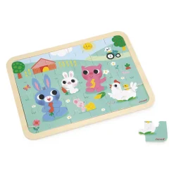 Janod Puzzle en bois A la ferme 24 pièces* Tracteurs & Animaux De La Ferme|Puzzles En Bois Premier Âge