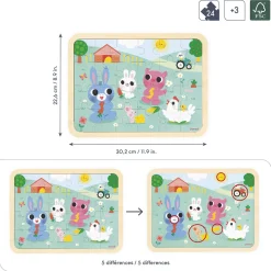 Janod Puzzle en bois A la ferme 24 pièces* Tracteurs & Animaux De La Ferme|Puzzles En Bois Premier Âge