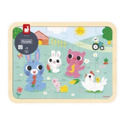 Janod Puzzle en bois A la ferme 24 pièces* Tracteurs & Animaux De La Ferme|Puzzles En Bois Premier Âge