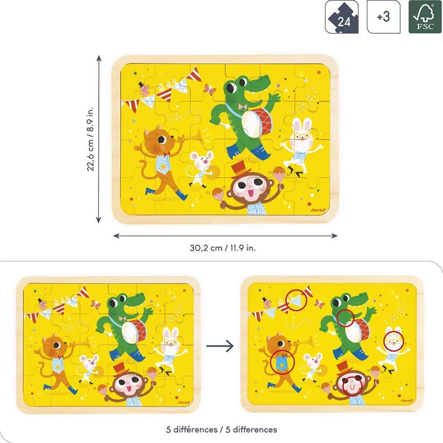 Janod Puzzle en bois C'est la fête 24 pièces* Puzzles 20 À 49 Pièces|Puzzles En Bois Premier Âge