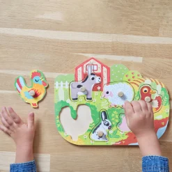 Janod Puzzle Happy Farm 6 pièces* Tracteurs & Animaux De La Ferme|Puzzles En Bois Premier Âge