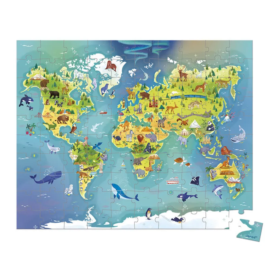 Janod Puzzle Monde 100 pièces* Puzzles Fabriqués En France|Puzzles 50 À 149 Pièces