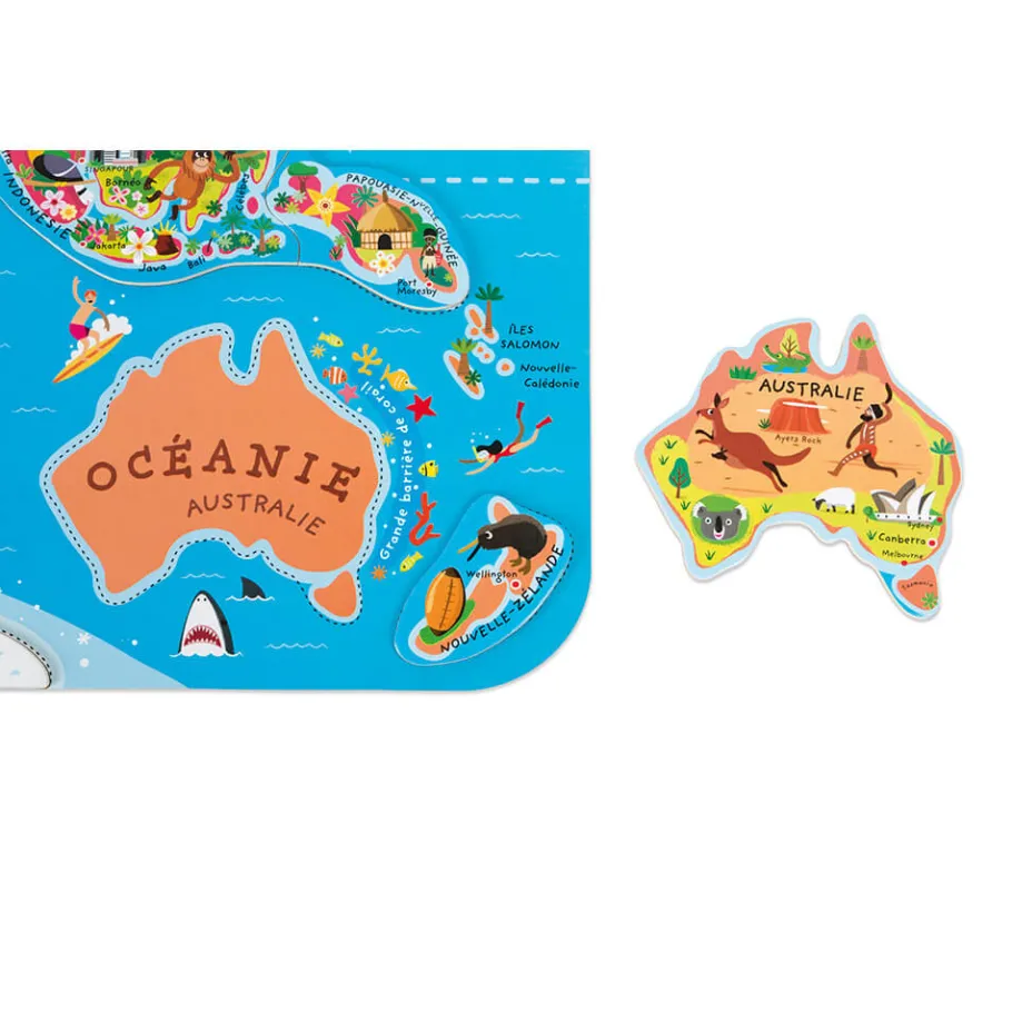 Janod Puzzle Monde Magnétique 92 pièces* Jeux Éducatifs Primaire|Jeux Éducatifs Science & Géographie
