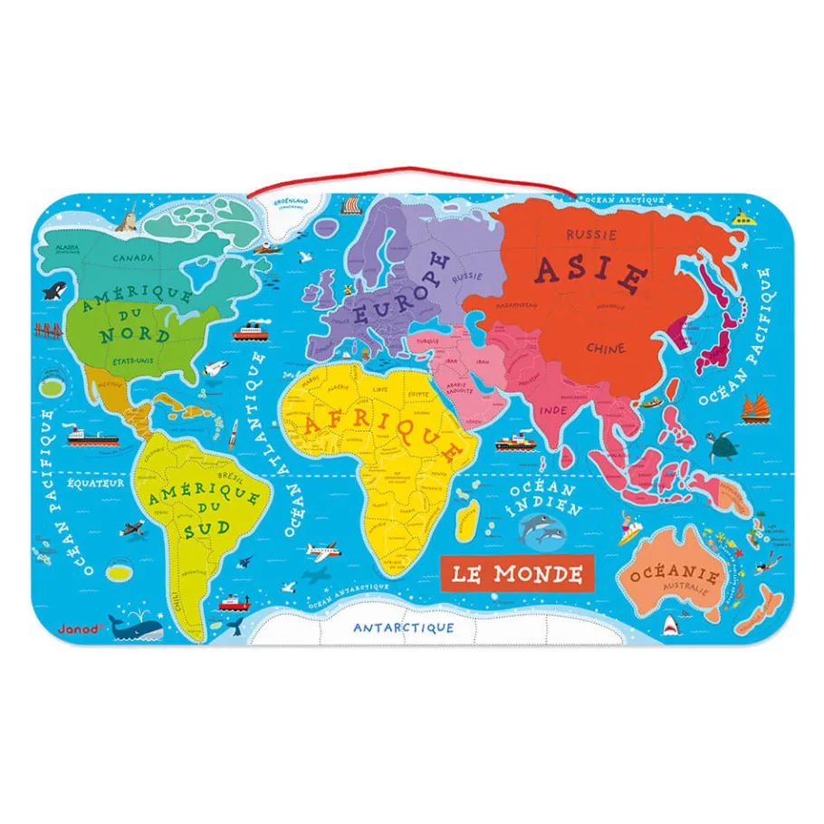 Janod Puzzle Monde Magnétique 92 pièces* Jeux Éducatifs Primaire|Jeux Éducatifs Science & Géographie