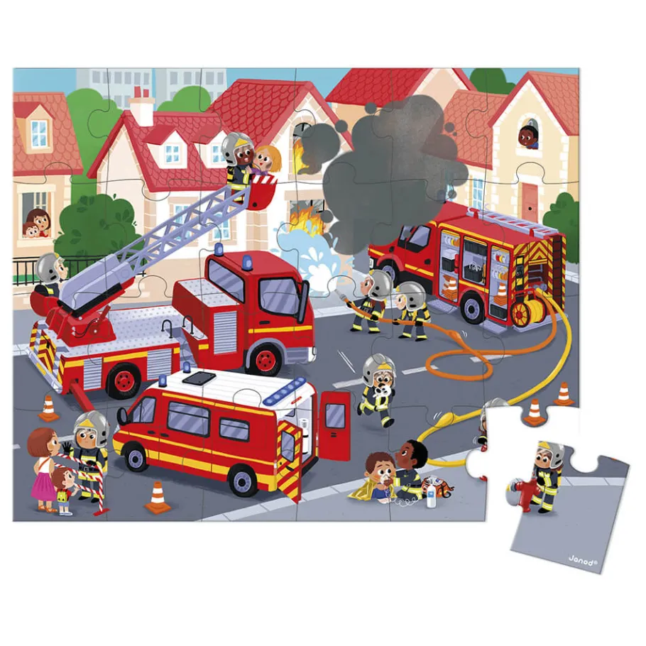 Janod Puzzle Pompiers 24 pièces* Puzzles Fabriqués En France|Puzzles 20 À 49 Pièces