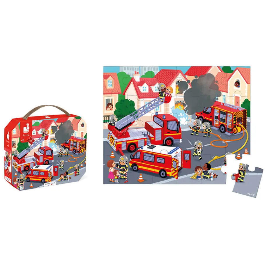 Janod Puzzle Pompiers 24 pièces* Puzzles Fabriqués En France|Puzzles 20 À 49 Pièces