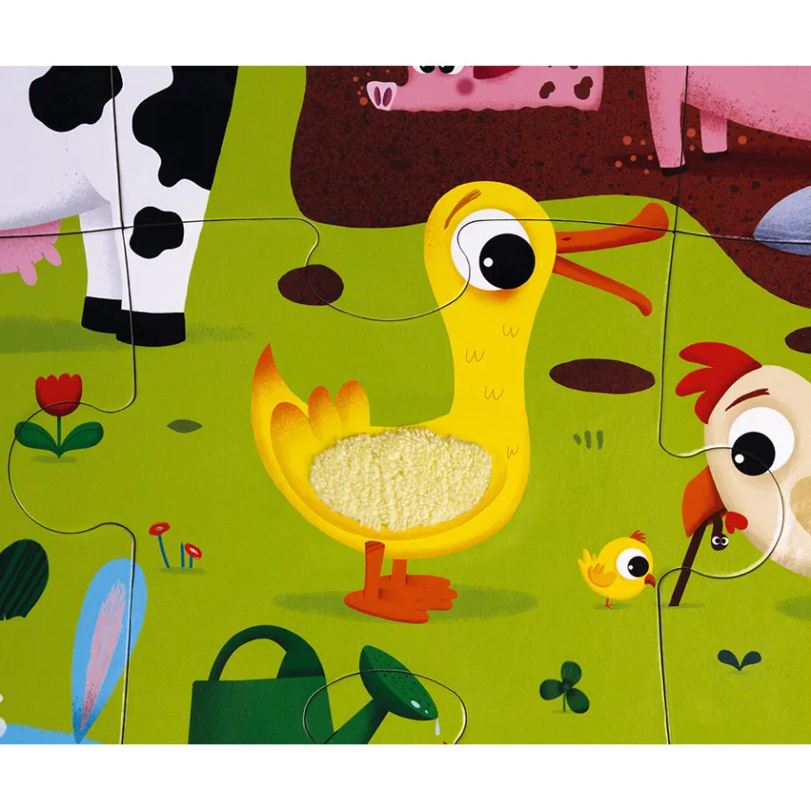 Janod Puzzle Tactile de la Ferme 20 pièces* Tracteurs & Animaux De La Ferme|Puzzles 20 À 49 Pièces