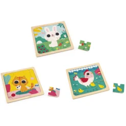 Janod Puzzle Trio* Puzzles En Bois Premier Âge|Puzzles En Bois Premier Âge