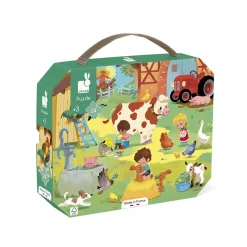 Janod Puzzle Une Journée à la Ferme 24 pièces* Tracteurs & Animaux De La Ferme|Puzzles Fabriqués En France