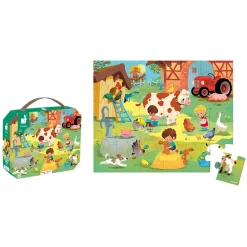 Janod Puzzle Une Journée à la Ferme 24 pièces* Tracteurs & Animaux De La Ferme|Puzzles Fabriqués En France