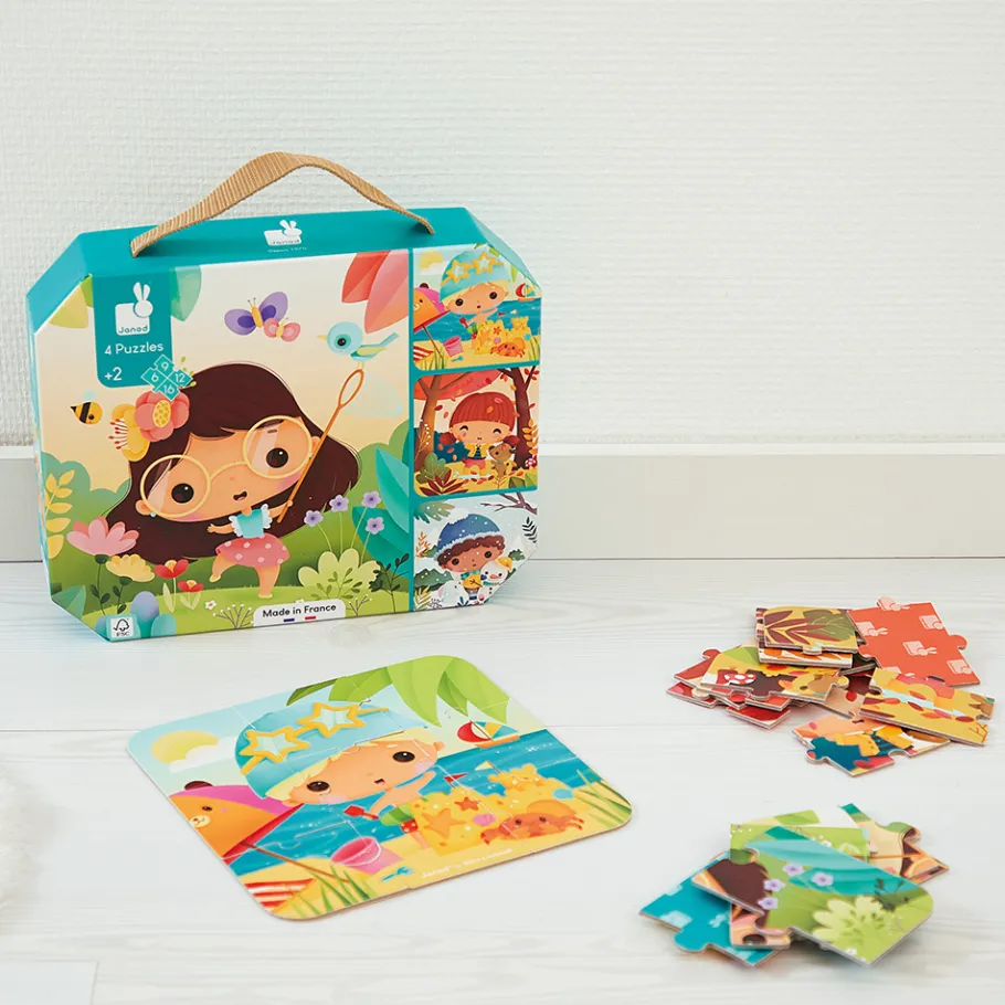Janod Puzzles Évolutifs 4 Saisons - 4 puzzles* Puzzles Fabriqués En France|Puzzles 20 À 49 Pièces